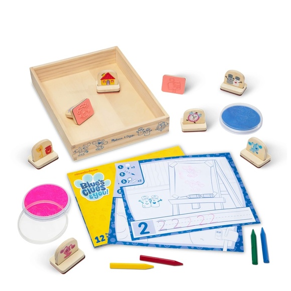 Melissa & Doug Blues Clues & You Wooden Handle Stamps and Activity Pad 15 Pcs - Picture 2 of 6
